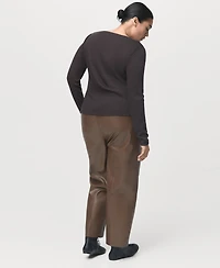 Mango Women's Leather-Effect Elastic Waist Pants