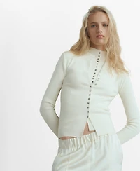 Mango Women's Fine Rib Knit Cardigan