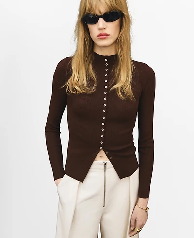 Mango Women's Fine Rib Knit Cardigan