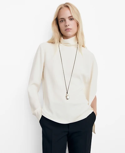 Mango Women's Asymmetric Sleeves High-Neck Blouse