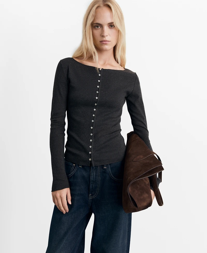 Mango Women's Boat Neck Buttoned Cardigan