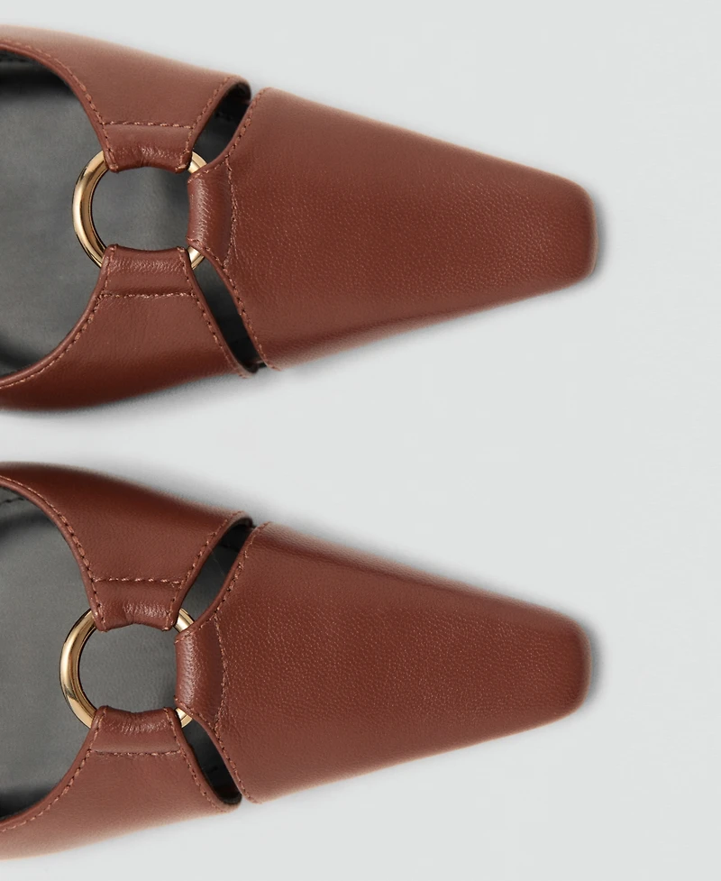 Mango Women's Ring Detail Leather Heeled Shoes