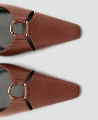 Mango Women's Ring Detail Leather Heeled Shoes
