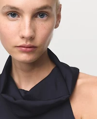 Mango Women's Slit Draped Neck Dress