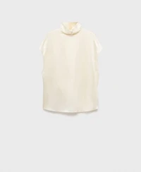 Mango Women's Silk Satin Turtleneck Blouse