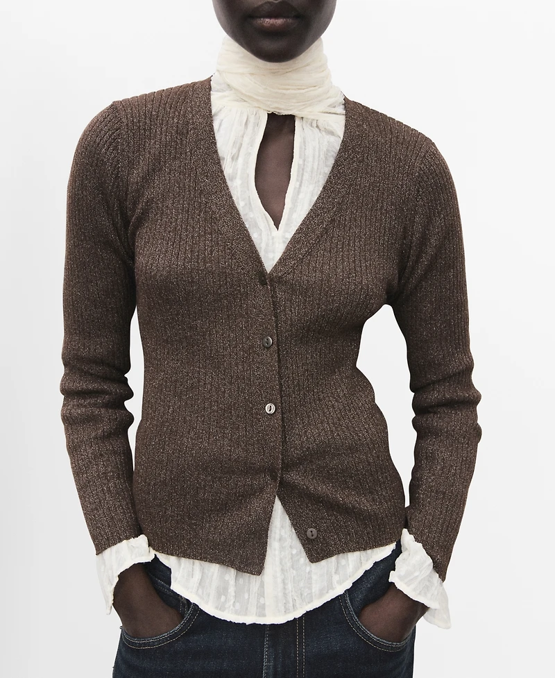 Mango Women's Ribbed Knitted Cardigan