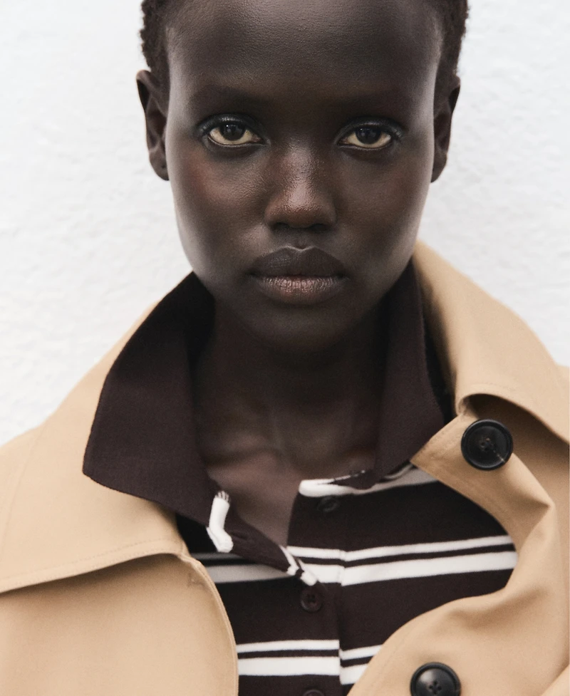 Mango Women's Striped Polo-Neck T-Shirt