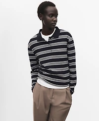 Mango Women's Striped Polo-Neck T-Shirt