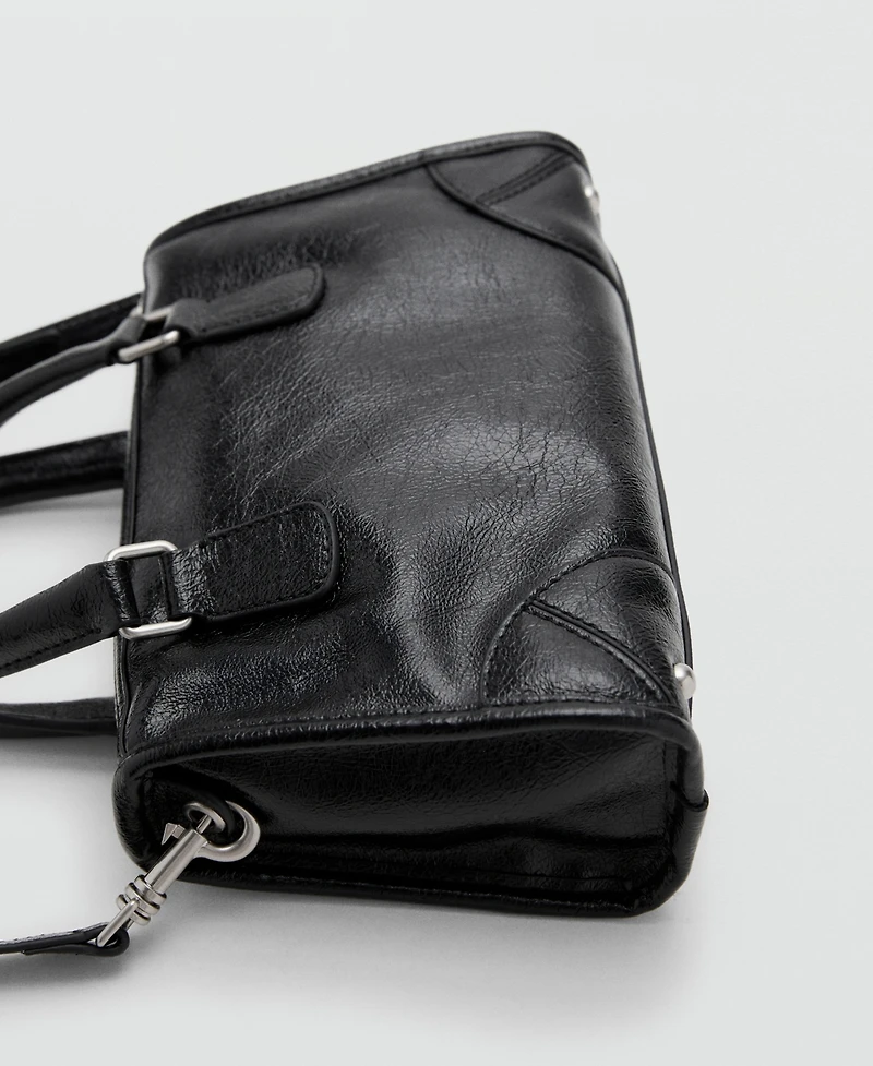 Mango Women's Mini Shiny Handles Handbag