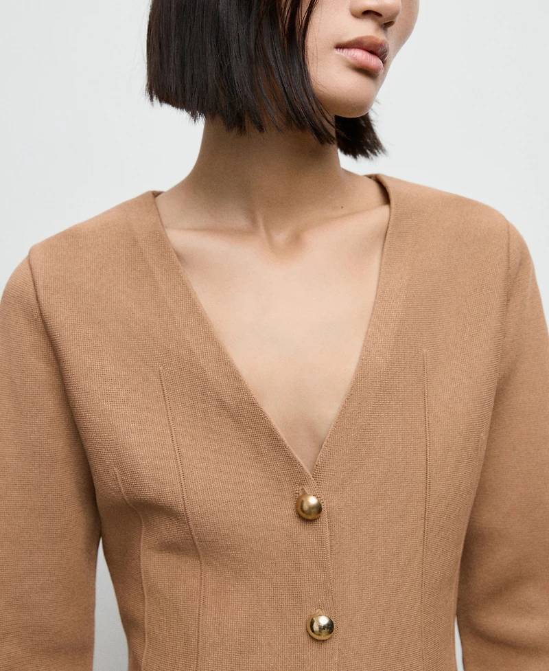 Mango Women's Fitted Knitted Buttons Jacket