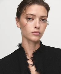 Mango Women's Frayed Trim Crossover Top
