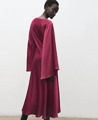 Mango Women's Flared-Sleeve Satin Dress
