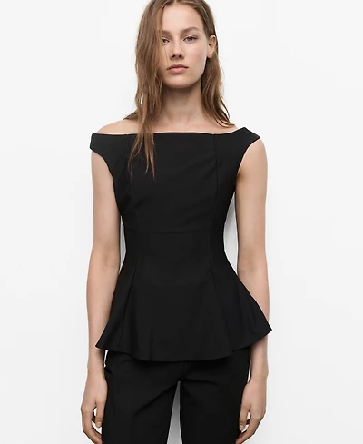 Mango Women's Strapless Peplum Top