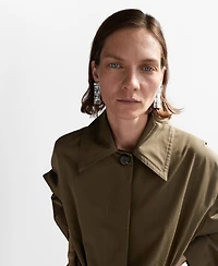 Mango Women's Concealed Buttons Long Cotton Trench Coat