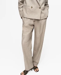 Mango Women's Pinstripe Wool Suit Pants