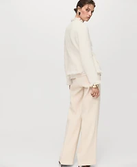 Mango Women's Frayed Ends Tweed Jacket