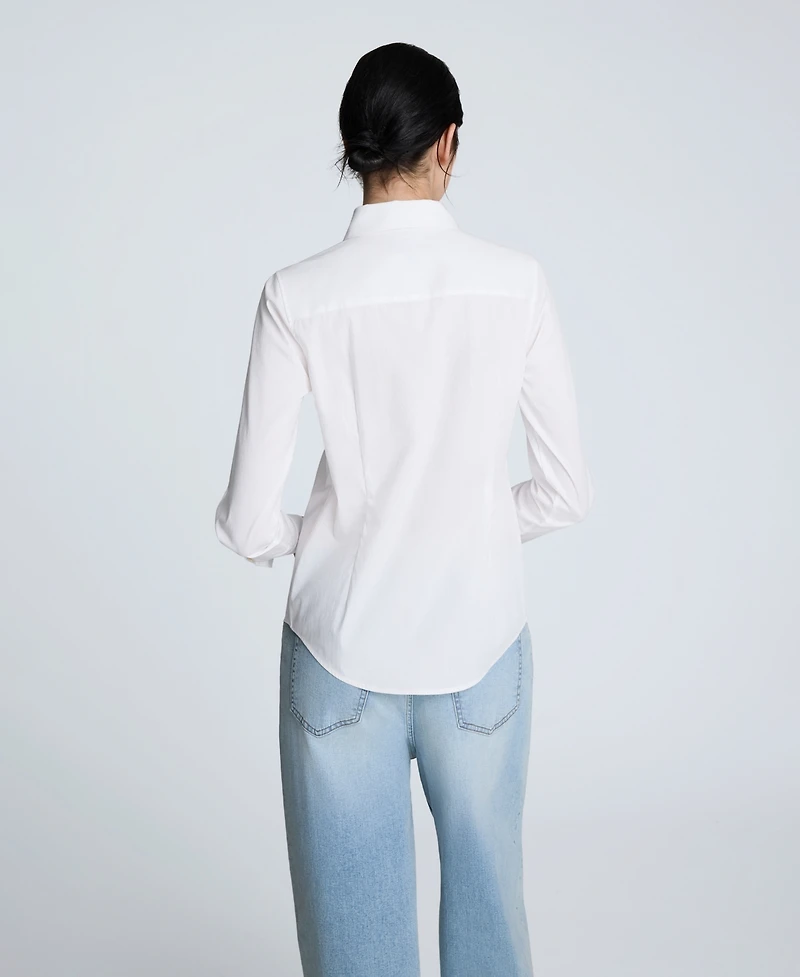 Kenneth Cole Women's Solid Poplin Button Front Shirt