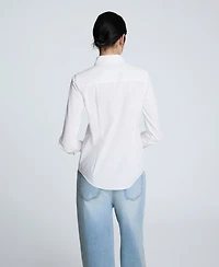 Kenneth Cole Women's Solid Poplin Button Front Shirt