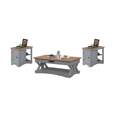 Parker House Furniture Americana Modern - Dove Cocktail Table with 2 Chairside Tables