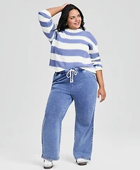 And Now This Trendy Plus Striped Crewneck Sweater, Macy's Exclusive