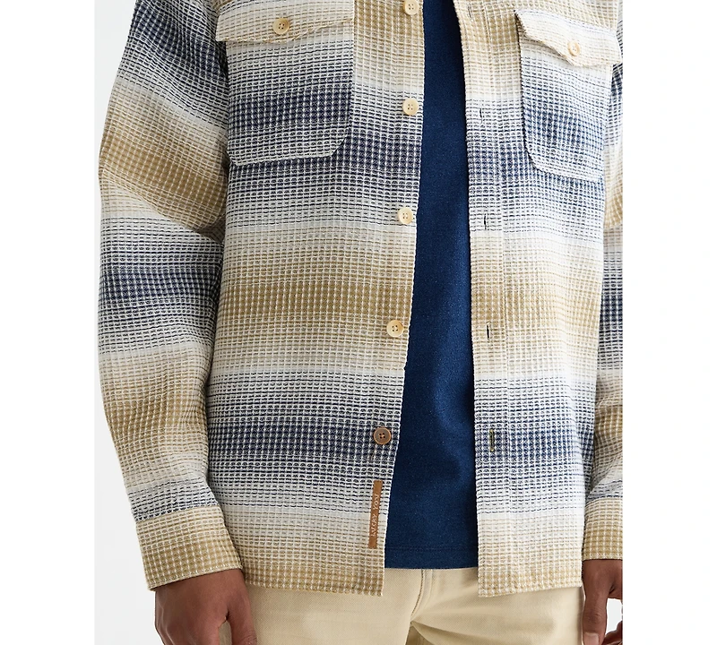 Scotch & Soda Men's Structure Stripe Waffle Long Sleeve Shirt