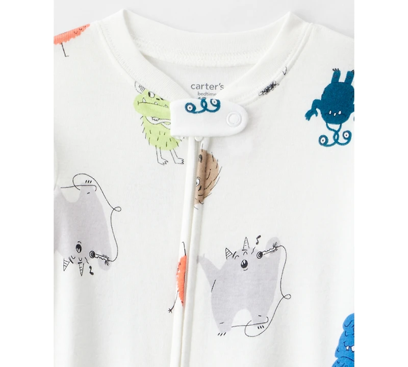 Carter's Baby Boys Monster Print Footed Long-Sleeve Bodysuit