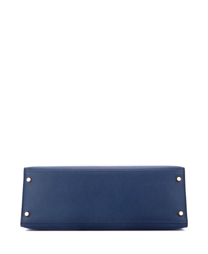 Pre-Owned HERMA‰S Kelly 35 Handbag Blue Ardennes with Gold Hardware