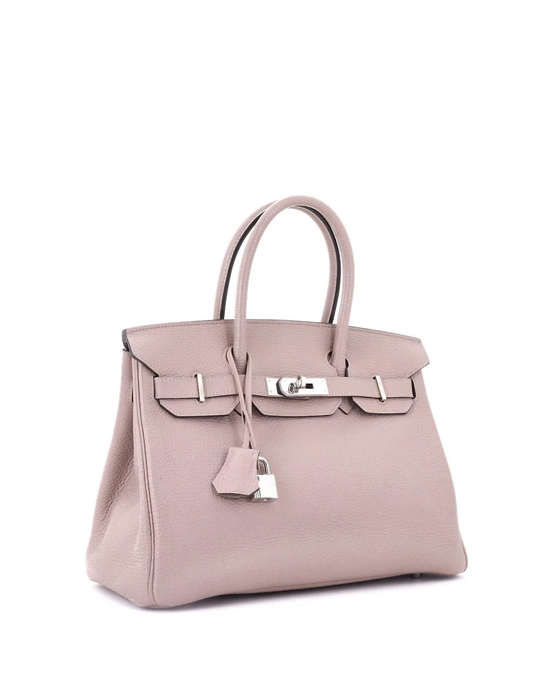 Pre-Owned HERMA‰S Birkin 30 Handbag Purple Clemence with Palladium Hardware