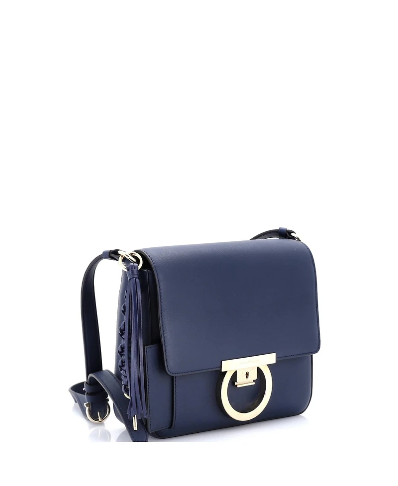 Pre-Owned Salvatore Ferragamo Medium Tassel Gancini Lock Flap Shoulder Bag Leather