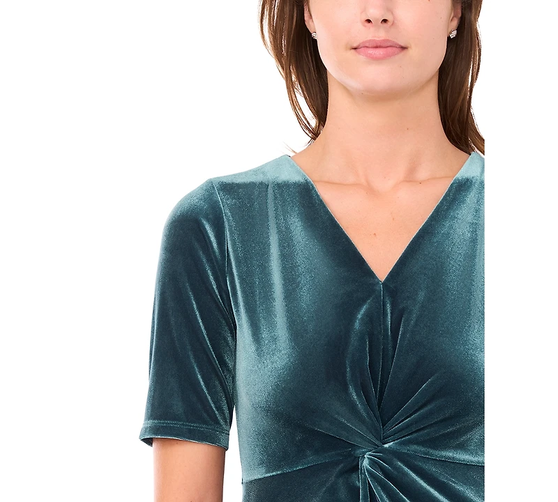 Msk Women's V-Neck Twist Front Midi Dress