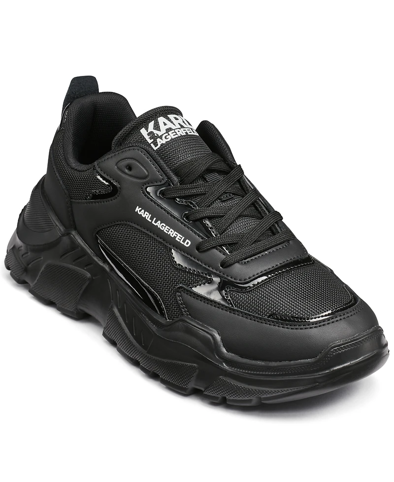 Karl Lagerfeld Paris Men's Patent Detail Round Toe Runner Shoes