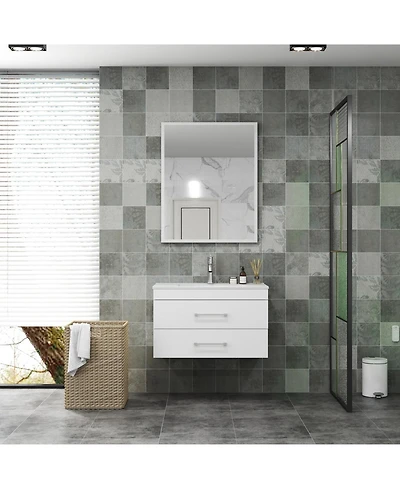 Streamdale 32" White Gloss Wall-Mount Vanity, Ceramic Sink & Soft-Close