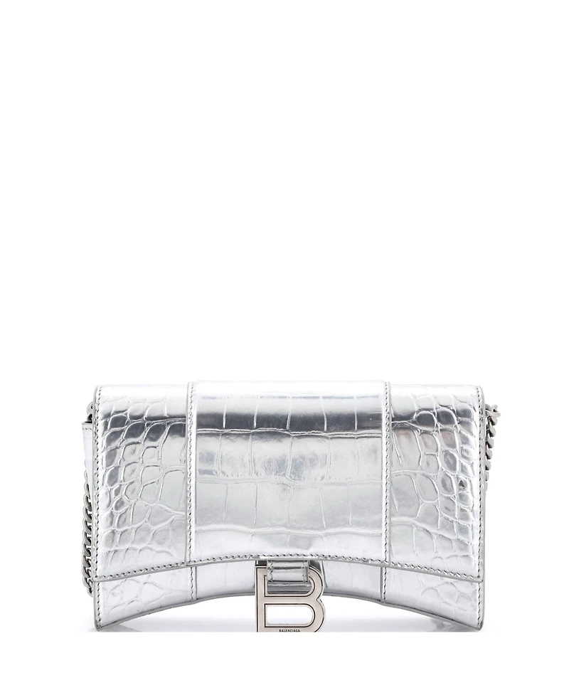 Pre-Owned Balenciaga Xs Hourglass Crossbody Bag Embossed Leather
