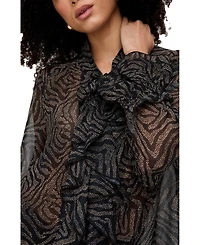 Lily and Lionel London Women's Zendaya Ruffle Detail Zebra Print Shirt