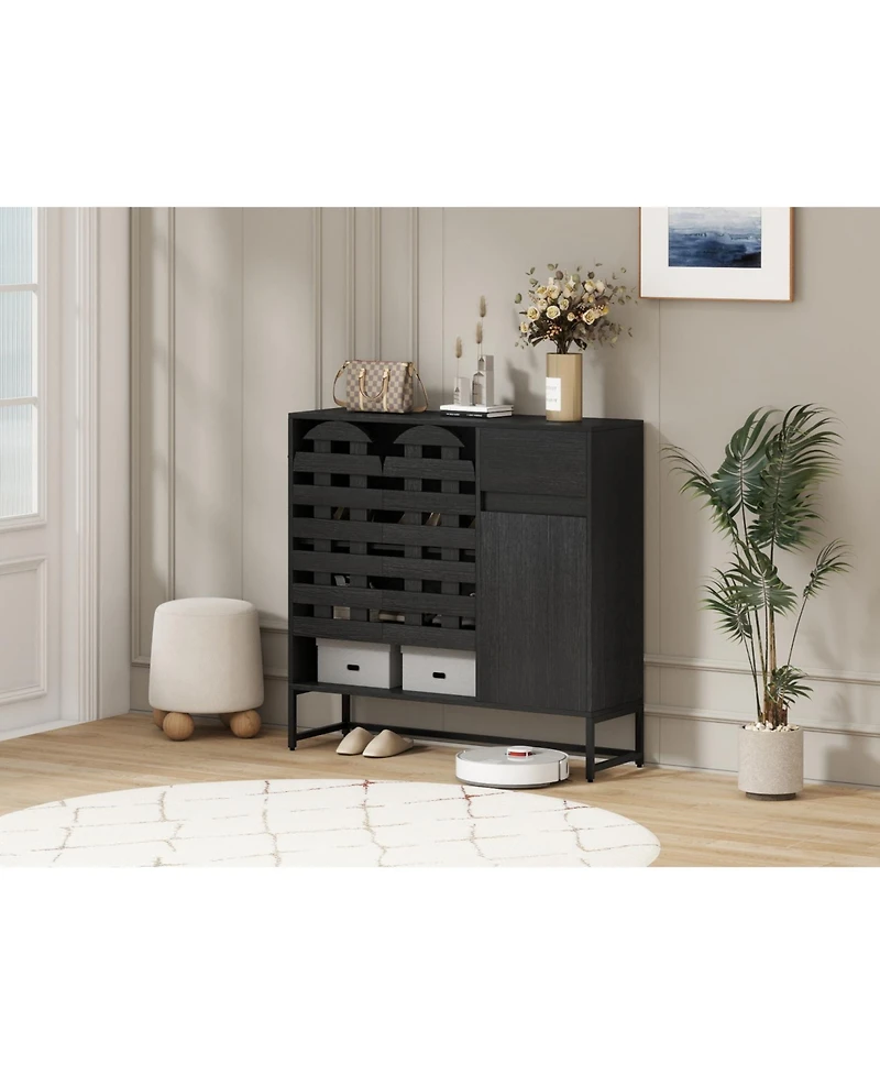 Streamdale Black Woven Door Accent Cabinet - Kitchen/Living/Dining