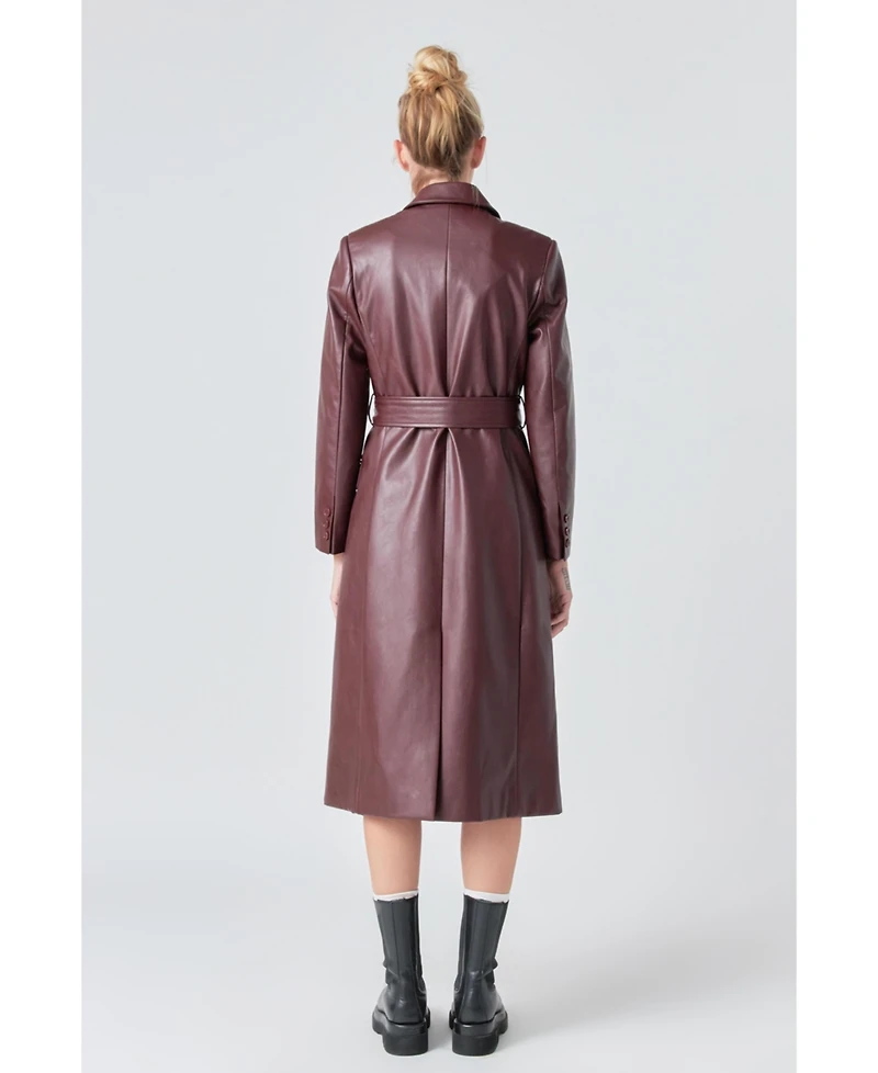 Grey Lab Women's Leather Trench Coat