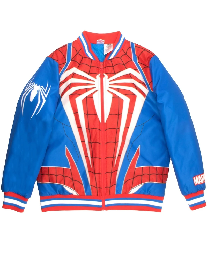Spider-Man Boys Marvel Graphic Print Lightweight Varsity Bomber Jacket
