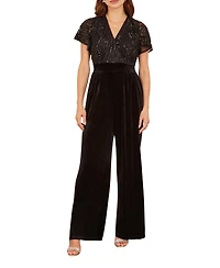 Yumi Women's Wrap Sequin Embellished Velvet Jumpsuit