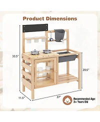 Gymax Mud Kitchen Kids Pretend Play Kitchen Toy Set Outdoor Wooden Kitchen Playset