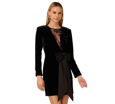 Adrianna Women's Bow Detail Long Sleeve Mini Dress