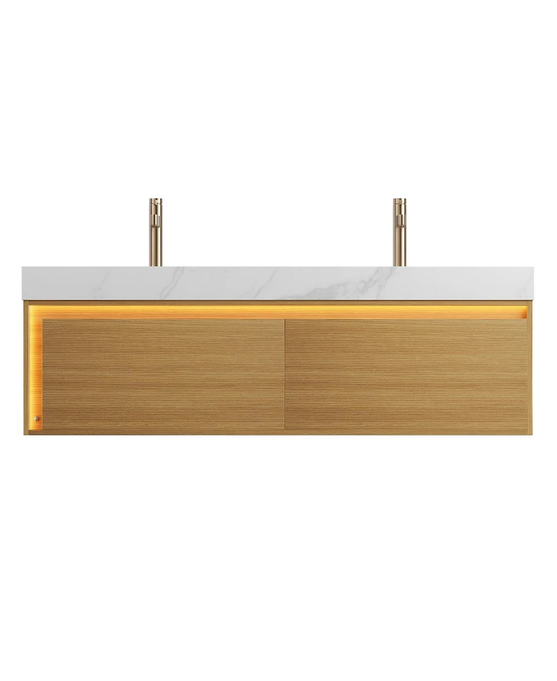 Streamdale Carrara White Sintered Stone Vanity w/ Led & Soft-Close