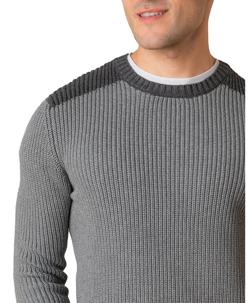 Hope & Henry Men's Organic Crew Neck Shoulder Detail Sweater