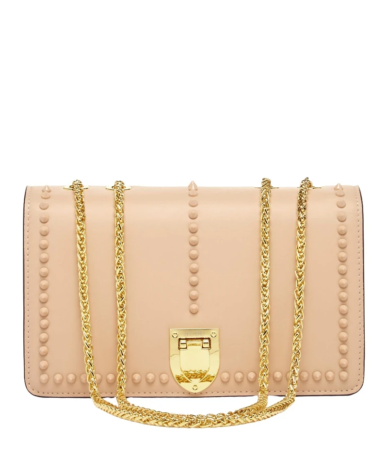 Leather Crossbody Purse Shoulder Bag with Gold Chain Strap Evening Clutch Style