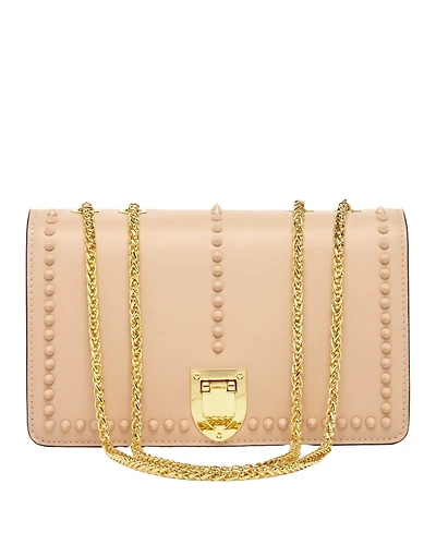 Leather Crossbody Purse Shoulder Bag with Gold Chain Strap Evening Clutch Style