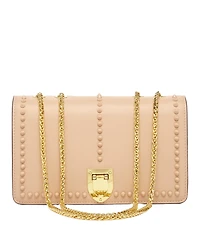 Leather Crossbody Purse Shoulder Bag with Gold Chain Strap Evening Clutch Style