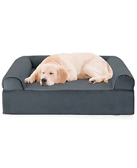 Gymax Cooling Gel Dog Bed for Large Dogs with Removable Bolsters & Washable Cover