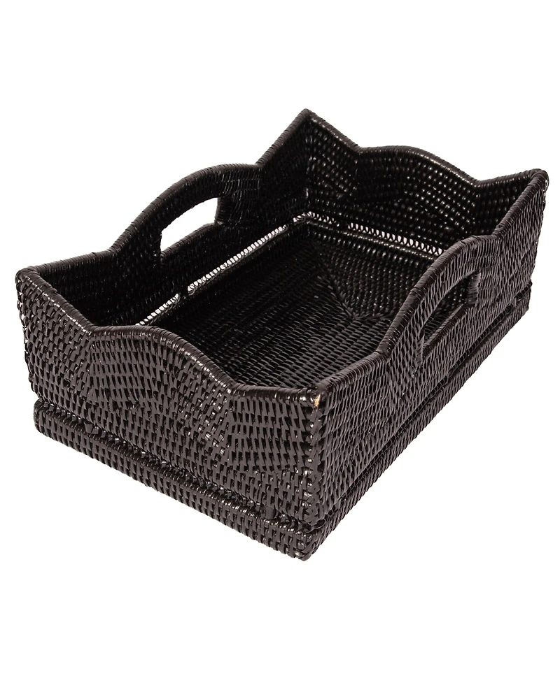 Artifacts Rattan Rectangular Scalloped Shelf Basket