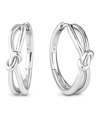 Devata Love Knot Hoop Earrings in Rhodium Plated Sterling Silver