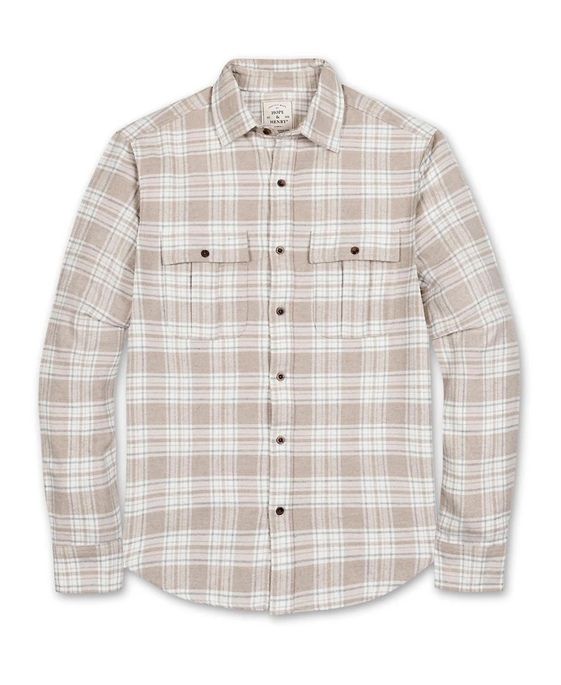 Hope & Henry Men's Organic Flannel Double Pocket Button Down Shirt