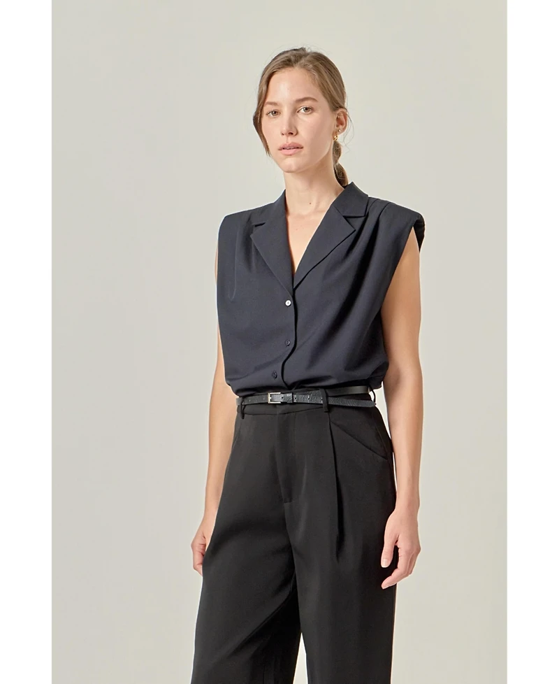 English Factory Women's Pleated Sleeveless shirt top